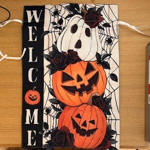 Halloween mini Welcome Flag with Pumpkins and Ghost